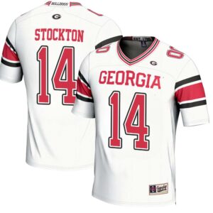 Gunner Stockton No 14 Mens GameDay Greats Carson Beck White Georgia Bulldogs NIL Player Football Jersey