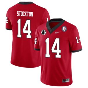 Gunner Stockton No 14 Mens Red Georgia Bulldogs 2022 SEC & National Championship Jersey