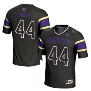 Hayden Moore No 44 Men’s GameDay Greats Black Washington Huskies NIL Pick-A-Player Football Jersey