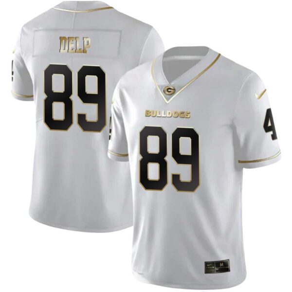 Henry Delp No 89 Mens Georgia Bulldogs White Gold Player Custom Limited Jersey