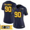 Hudson Hollenbeck No 90 Youth Cfp Michigan Wolverines 2025 Home Game Jersey- Replica