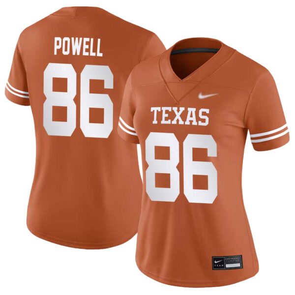 Hudson Powell No 86 Orange Texas Longhorns Football Custom Game Jersey For Woman