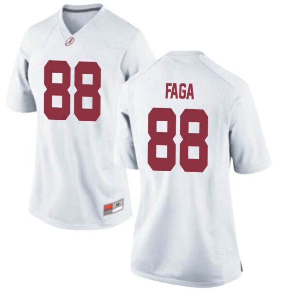 Isaia Faga No 88 Woman’s White Alabama Crimson Tide Custom Game Football Jersey
