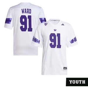 Isaiah Ward No 91 Youth’s White Washington Huskies Premier Football Jersey