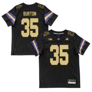 Jace Burton No 35 Men’s Washington Huskies Black & Gold Premier Football Jersey