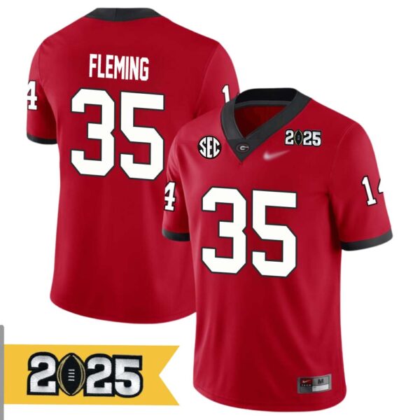 Jacob Fleming No 35 Men Cfp Georgia Bulldogs 2025 Home Game Jersey- Replica