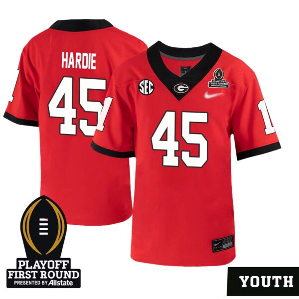 Jacob Hardie No 45 Youth Cfp Georgia Bulldogs Playoff First Round 2025 Jersey- Replica