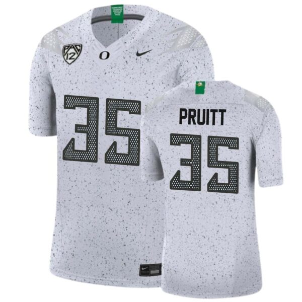 Jacob Pruitt No 35 Men’S Oregon Ducks College Football White Eggshell Limited Football Jersey