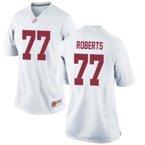 Jaeden Roberts No 77 Woman’s White Alabama Crimson Tide Custom Game Football Jersey