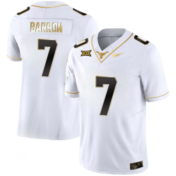 Jahdae Barron No 7 Texas Longhorns Gold Vapor Limited White Jersey