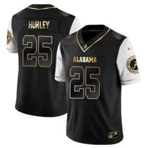 Jahlil Hurley No 25 Men’s Alabama Crimson Tide Limited Custom Black Golden Jersey