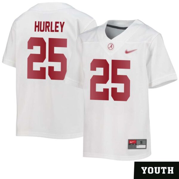 Jahlil Hurley No 25 Youth’s White Alabama Crimson Tide Custom Game Football Jersey