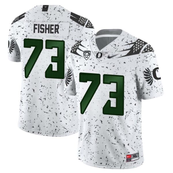 Jake Fisher No 73 Men’s Oregon Ducks Cancer White Limited Jersey