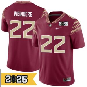 Jake Weinberg No 22 Men CFP Florida State Seminoles 2025 Home Game Jersey- Replica
