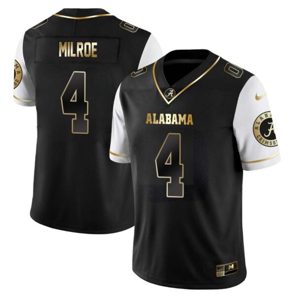Jalen Milroe No 4 Men’s Alabama Crimson Tide Limited Custom Black Golden Jersey