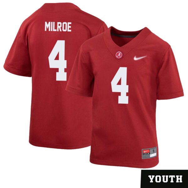 Jalen Milroe No 4 Youth’s Crimson Alabama Crimson Tide Player Home Game Jersey