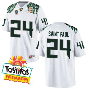 Jalen Saint Paul No 24 Mens Oregon Ducks Mighty Oregon Throwback Football Uniforms Fiesta Bowl 2013 Champions Patch