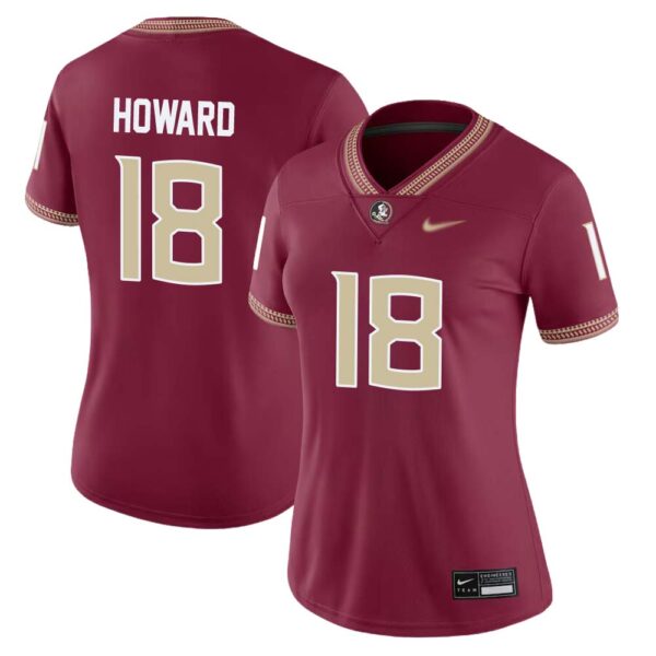 Jamari Howard No 18 Woman’s Florida State Seminoles Home Game Football Jersey