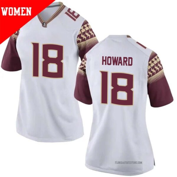 Jamari Howard No 18 Woman’s White Florida State Seminoles Game Football Jersey