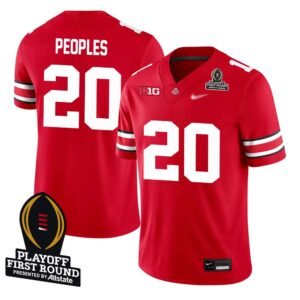James Peoples No 20 Men CFP Ohio State Buckeyes Playoff First Round 2025 Jersey- Replica