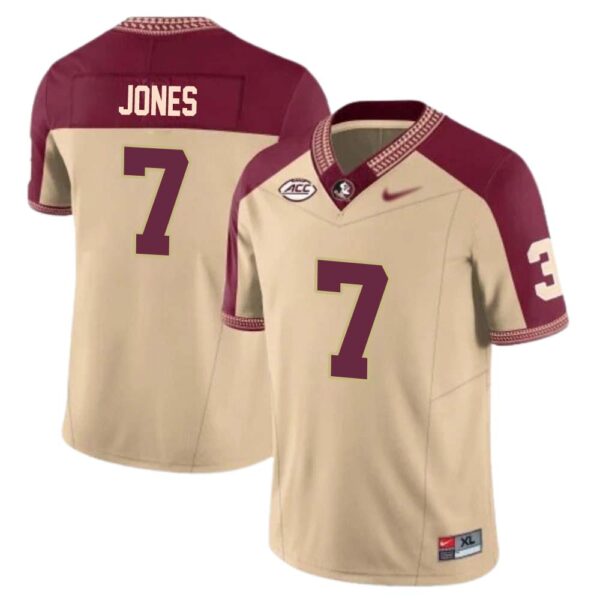 Jarrian Jones No 7 Men’s Florida State Seminoles Football Vapor Gold Jersey