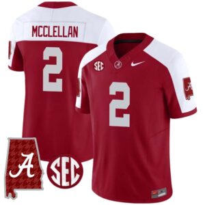 Jase McClellan No 2 Men’s Alabama Crimson SEC Championship 2023 Patch Vapor Gold Football Crimson Alter
