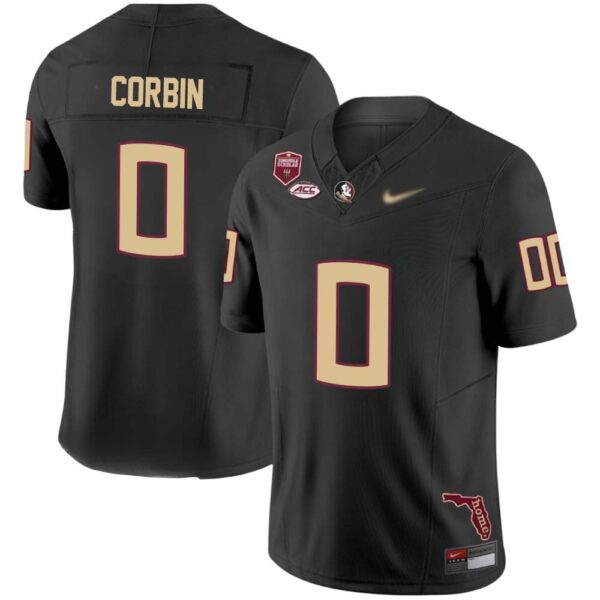 Jashaun Corbin No 0 Men’s Florida State Seminoles Throwback Limited Football Jersey- Black