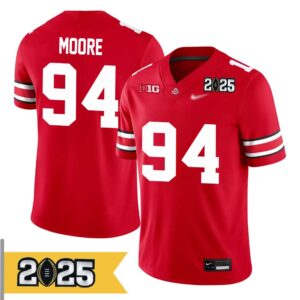 Jason Moore No 94 Men CFP Ohio State Buckeyes 2025 Home Game Jersey- Replica