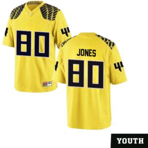 Jaxson Jones No 80 University of Oregon Youth’s Football Game Stitched Jerseys Gold