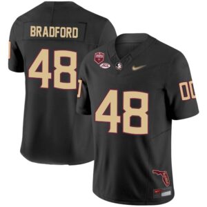 Jayden Bradford No 48 Men’s Florida State Seminoles Throwback Limited Football Jersey- Black