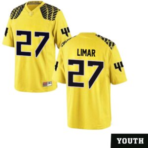 Jayden Limar No 27 University of Oregon Youth’s Football Game Stitched Jerseys Gold