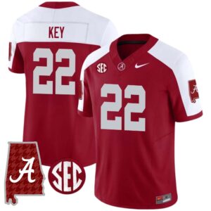 Jaylen Key No 22 Men’s Alabama Crimson SEC Championship 2023 Patch Vapor Gold Football Crimson Alter