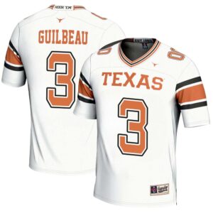 Jaylon Guilbeau No 3 Men’s GameDay Greats White Texas Longhorns NIL Pick-A-Player Football Fashion Jersey