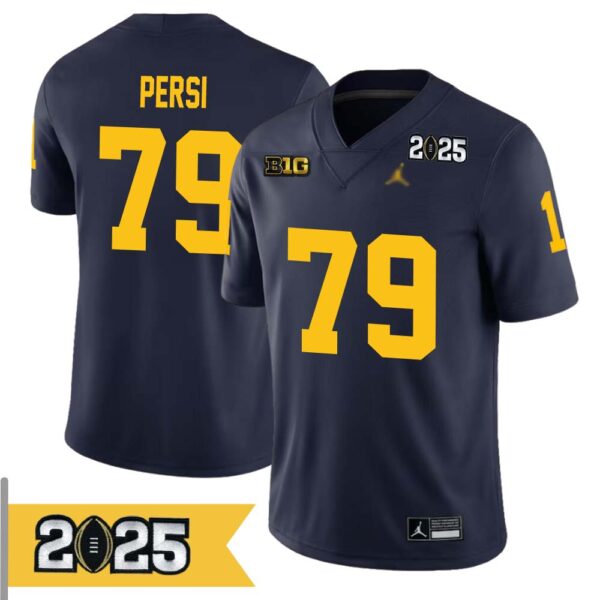 Jeffrey Persi No 79 Men Cfp Michigan Wolverines 2025 Home Game Jersey- Replica