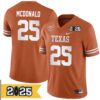 Jelani Mcdonald No 25 Men Cfp Texas Longhorns Playoff First Round 2025 Jersey- Replica