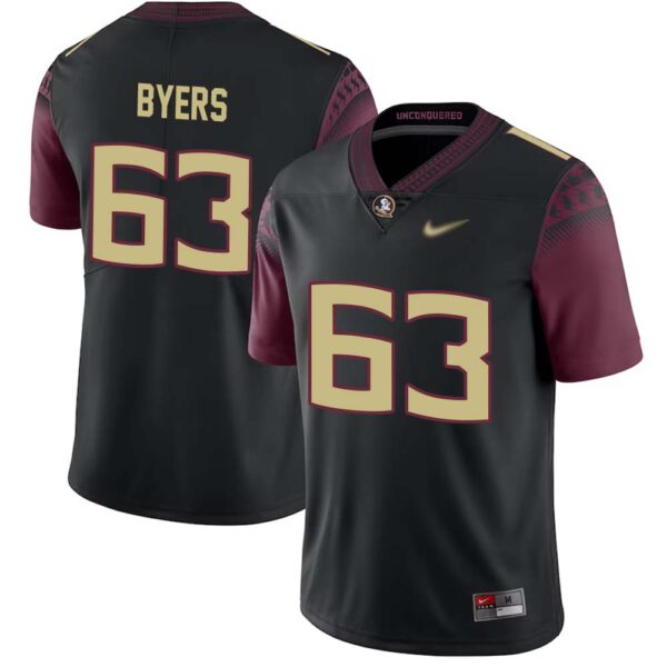 Jeremiah Byers No 63 Men’s Florida State Seminoles Limited Football Jersey – Black