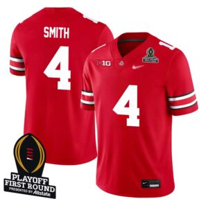 Jeremiah Smith No 4 Men CFP Ohio State Buckeyes Playoff First Round 2025 Jersey- Replica