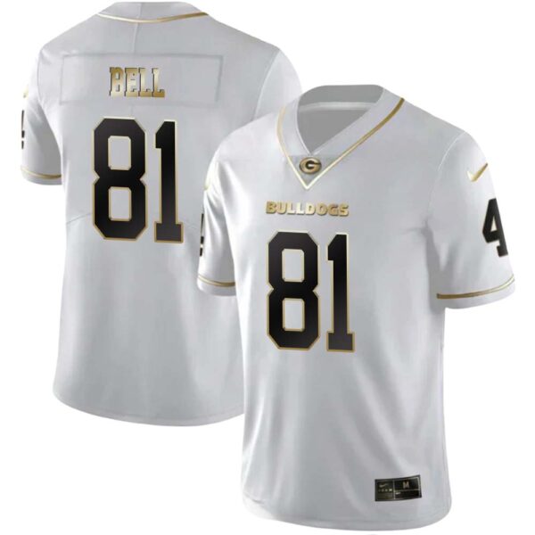 Jeremy Bell No 81 Mens Georgia Bulldogs White Gold Player Custom Limited Jersey