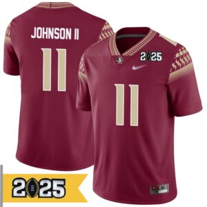 Jermaine Johnson II No 11 Men CFP Florida State Seminoles 2025 Home Game Jersey- Replica