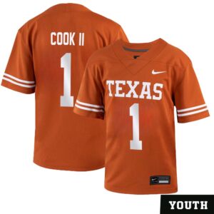 Johntay Cook II No 1 Orange Texas Longhorns Football Custom Game Jersey for Youth