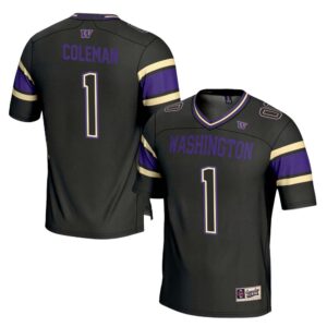 Jonah Coleman No 1 Men’s GameDay Greats Black Washington Huskies NIL Pick-A-Player Football Jersey