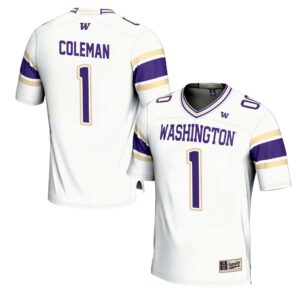 Jonah Coleman No 1 Men’s GameDay Greats White Washington Huskies NIL Pick-A-Player Football Jersey