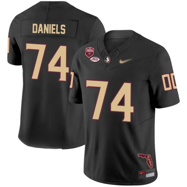 Jonathan Daniels No 74 Men’s Florida State Seminoles Throwback Limited Football Jersey- Black