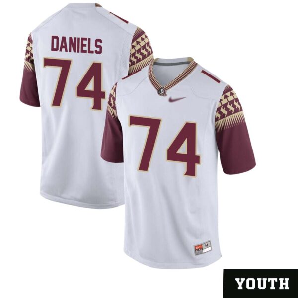 Jonathan Daniels No 74 Youth’s White Florida State Seminoles Game Football Jersey