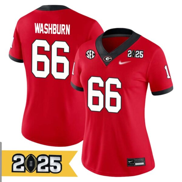 Jonathan Washburn No 66 Woman Cfp Georgia Bulldogs 2025 Home Game Jersey- Replica