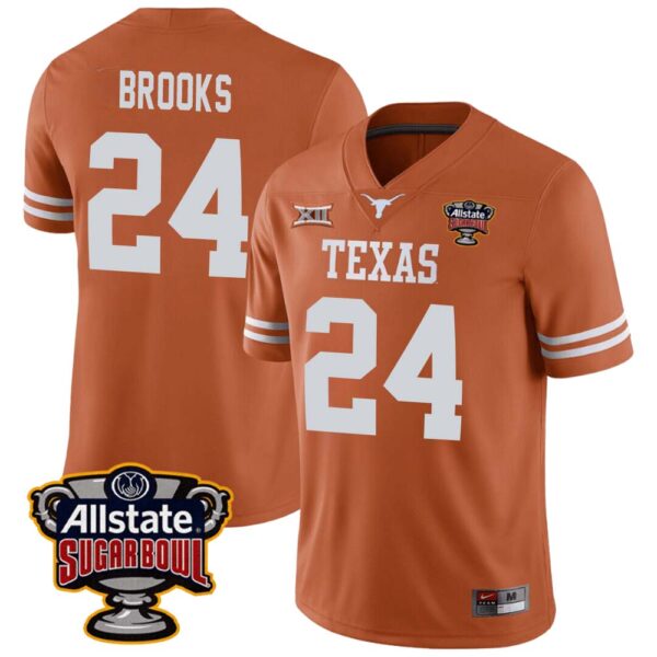 Jonathon Brooks No 24 Texas Longhorns Allstate Sugar Bowl Patch 2024 College Football Orange