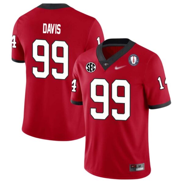 Jordan Davis No 99 Mens Red Georgia Bulldogs 2022 Sec & National Championship Jersey
