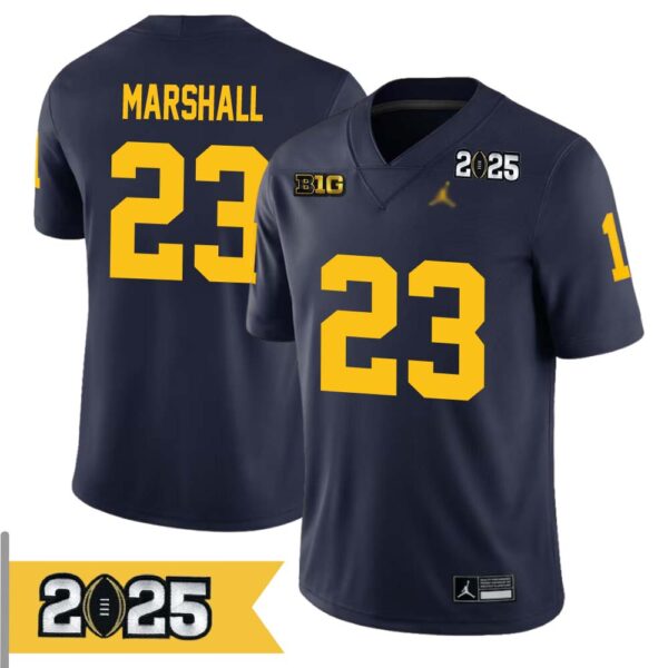 Jordan Marshall No 23 Men Cfp Michigan Wolverines 2025 Home Game Jersey- Replica