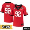Jordan Thomas No 92 Youth Cfp Georgia Bulldogs Playoff First Round 2025 Jersey- Replica