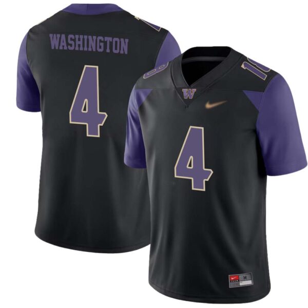 Jordan Washington No 4 Men’s Black Washington Huskies Premier Football Jersey